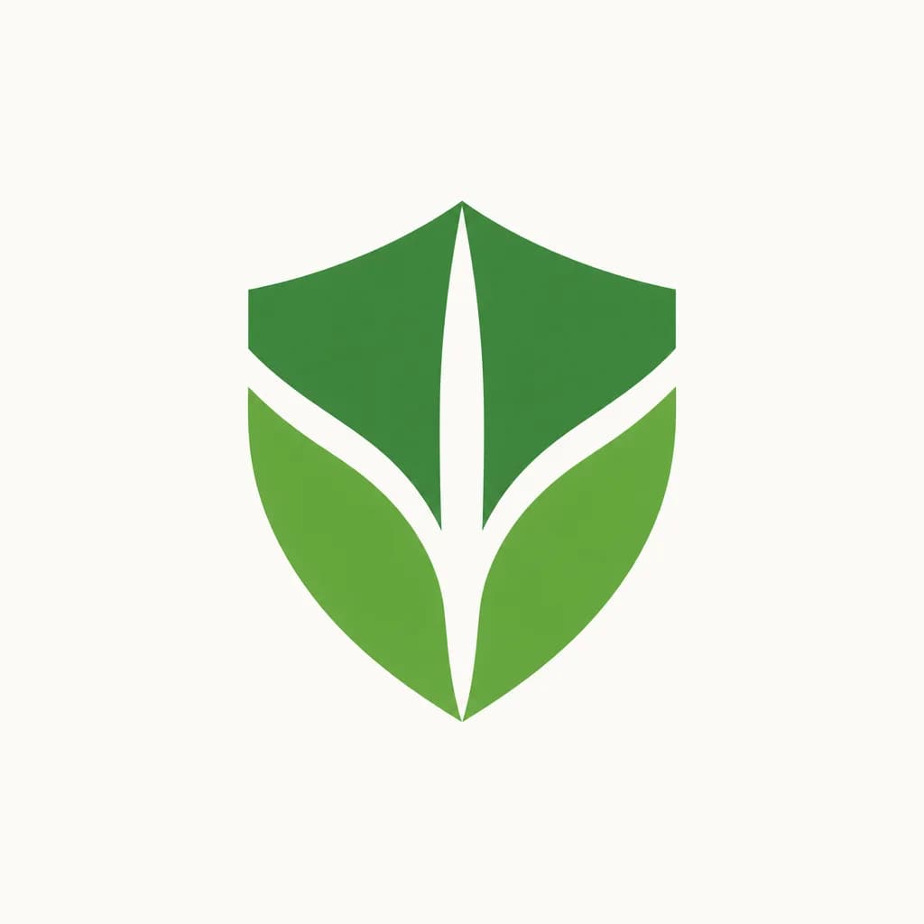 Logótipo de exemplo: escudo verde com uma folha